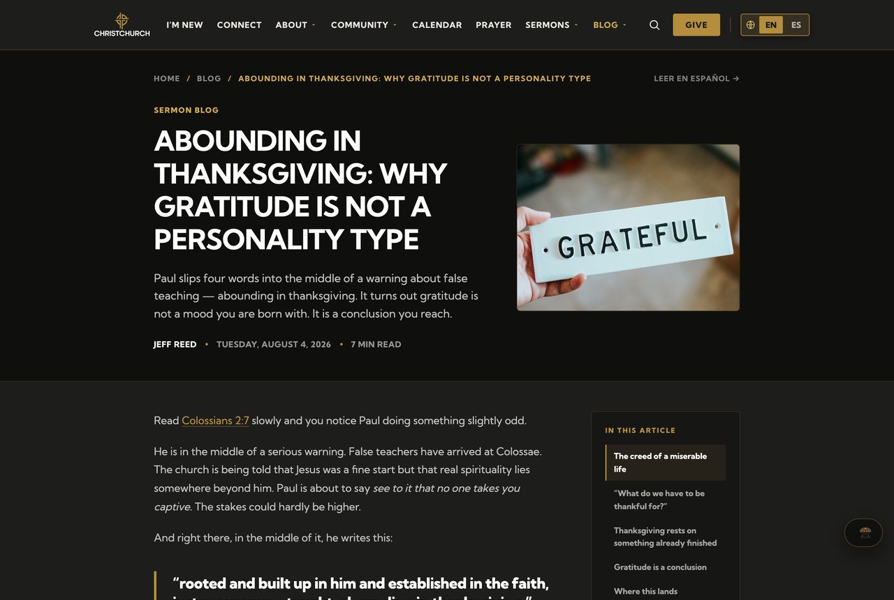 A blog post written in the church's voice