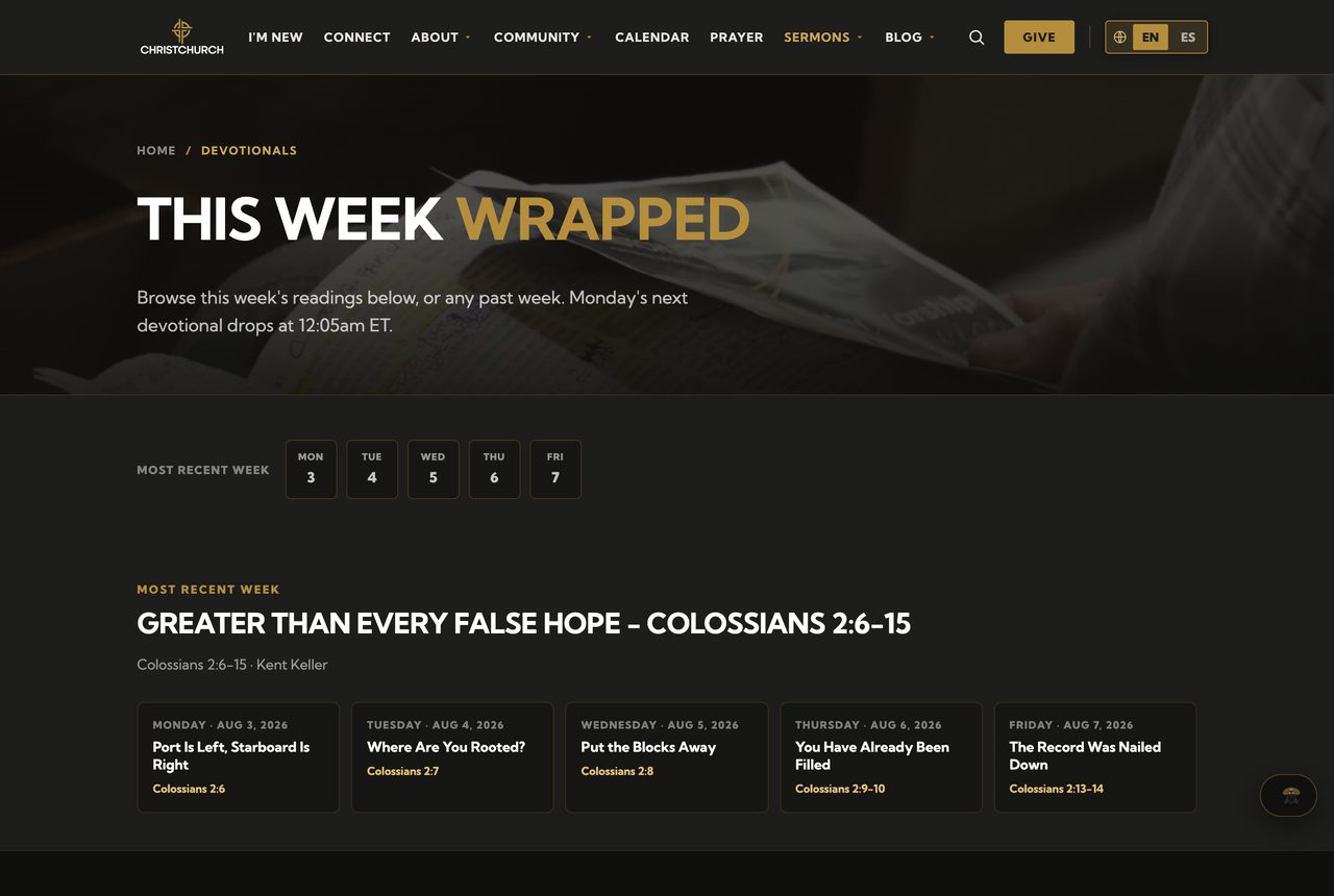 The daily devotionals at Christchurch Miami